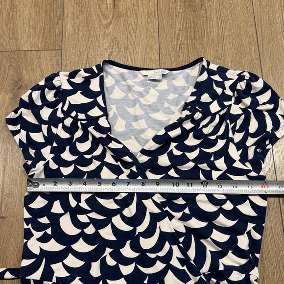 Boden Navy and White Patterned Midi Dress, wrap , size 10 - Picture 7 of 10